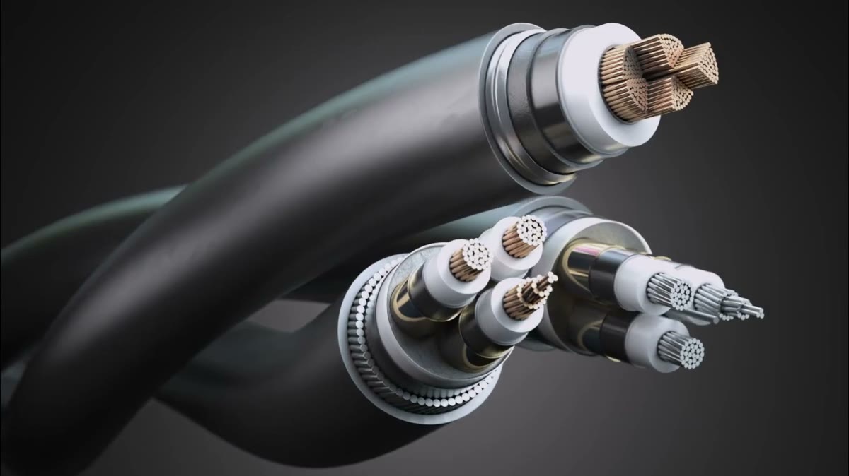 Rendered cross-section of multi-core power cables
